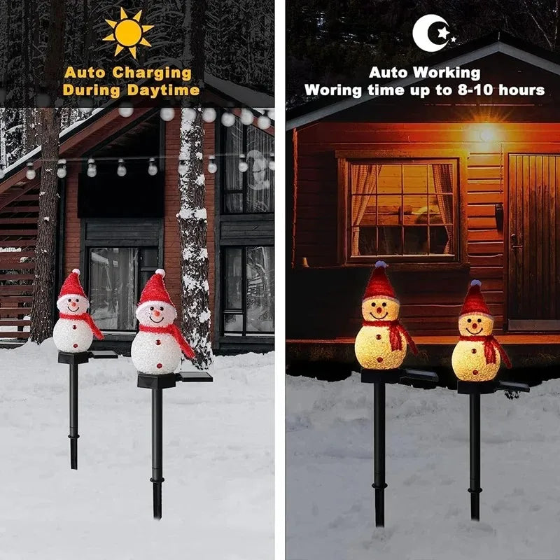 Snowman stake light in garden