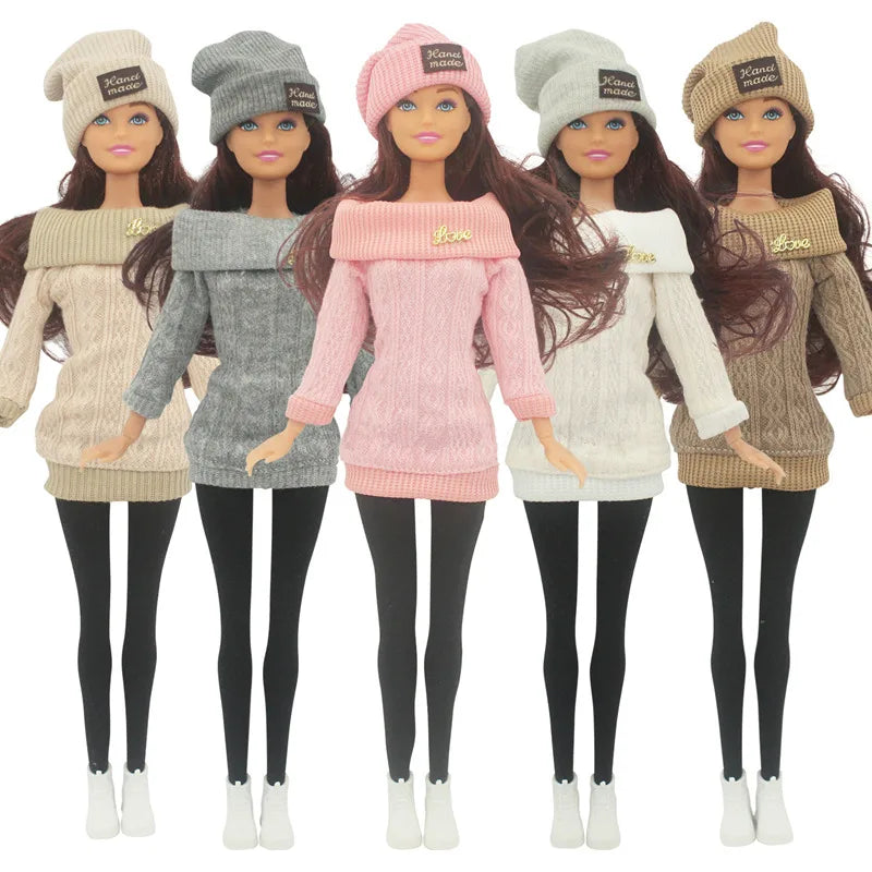 30cm fashion dolls in knit sweater outfits