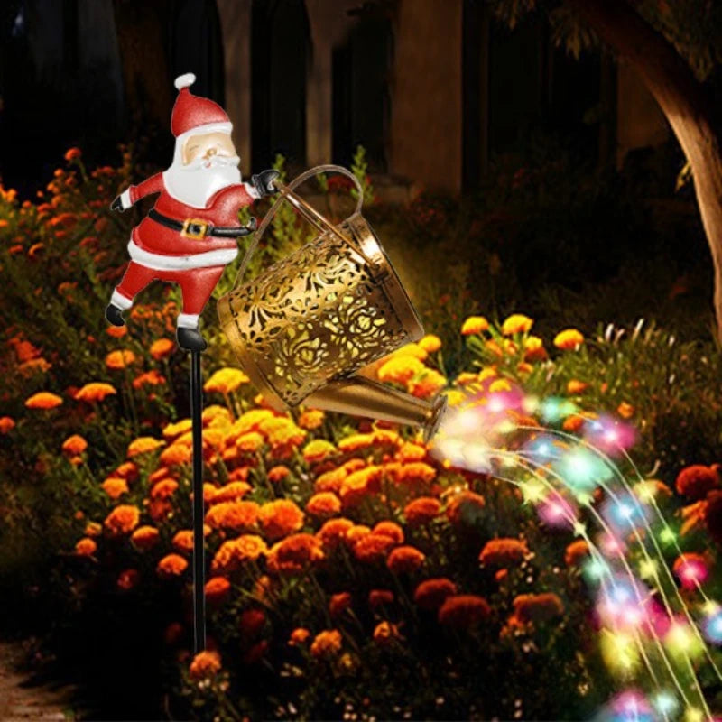 Santa lantern glowing at night
