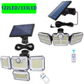 Solar motion sensor security light with 4 heads