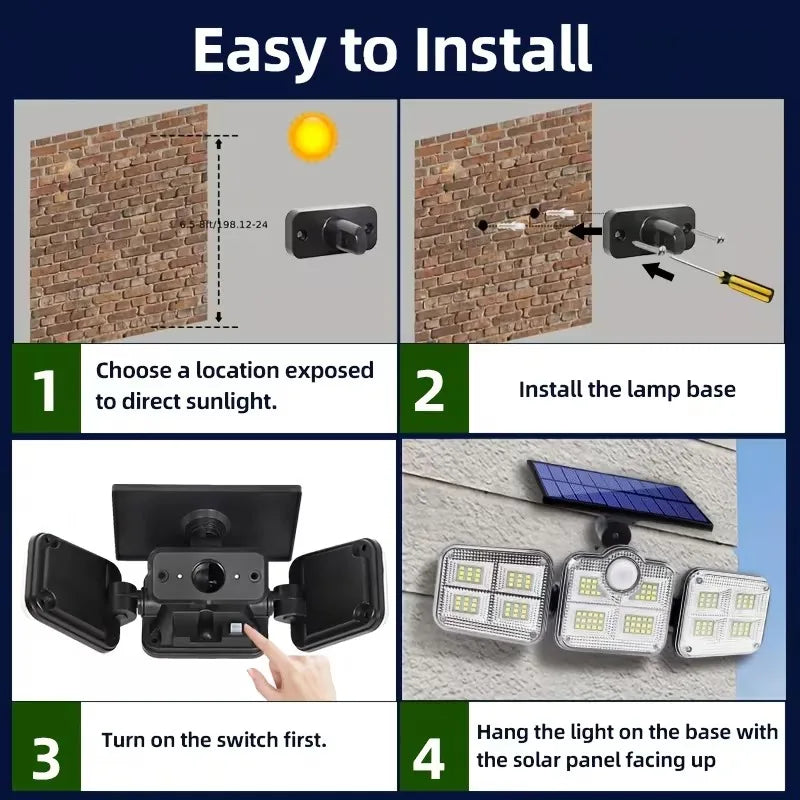 Security light mounted on a wall