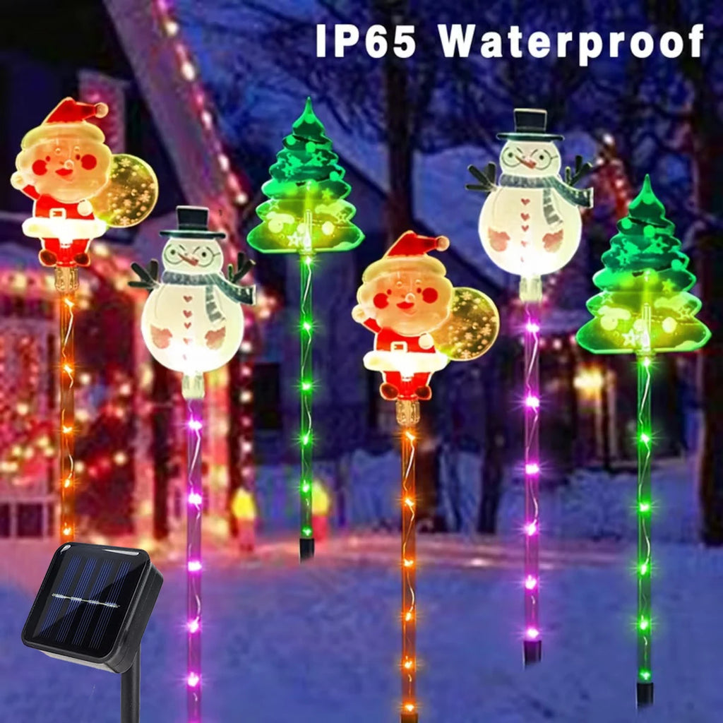 Solar Christmas pathway stake lights set of 6