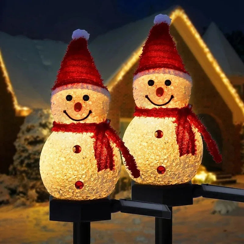 Solar snowman Christmas garden stake light