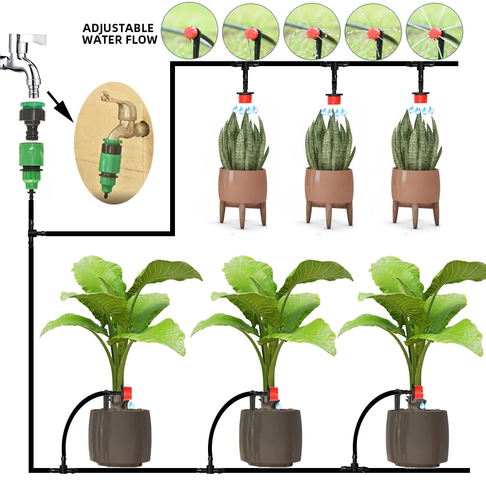 Drip irrigation in garden beds