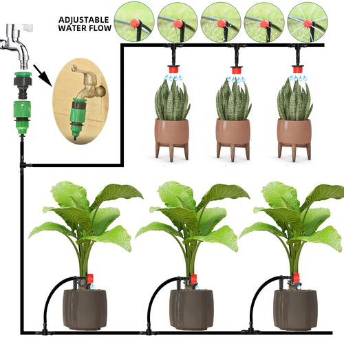 Drip irrigation in garden beds